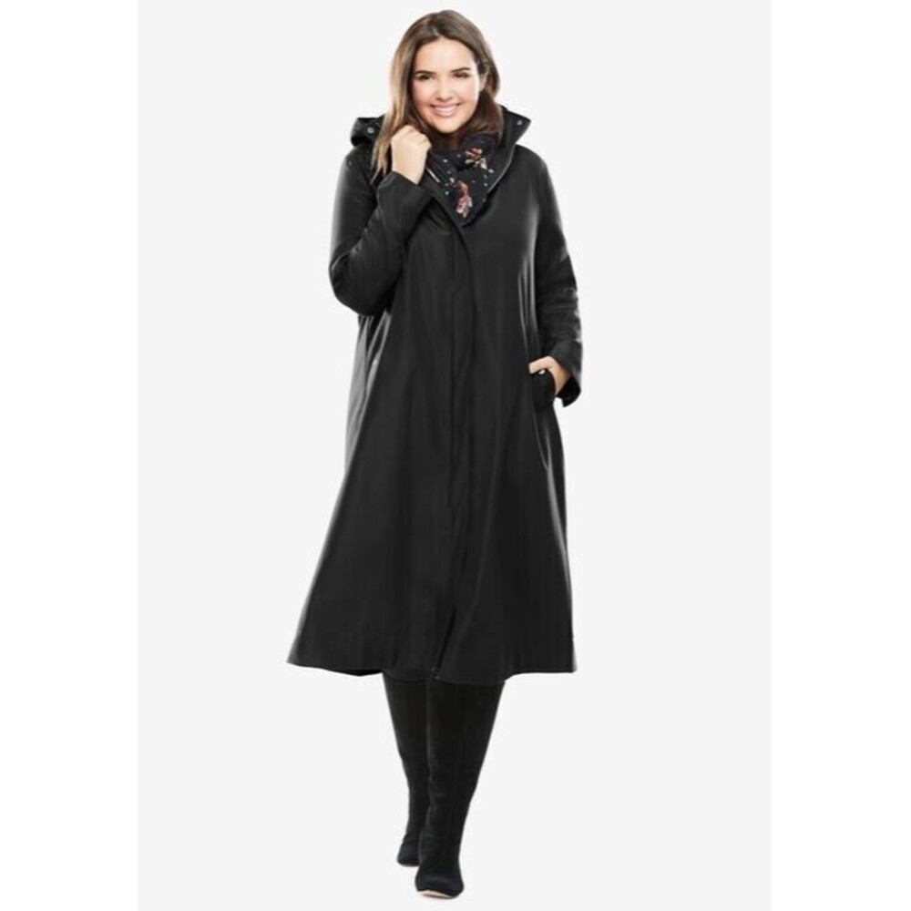 Women Within Black Water Repellent Long Raincoat 32W New without tags